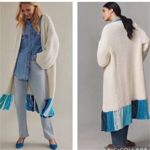 NWT BY ANTHROPOLOGIE MULTICOLOUR FRINGE DUSTER KIMONO CARDIGAN.